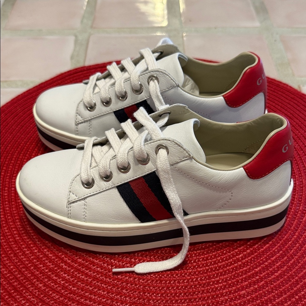 Gucci leather Web Accent kids low top sneakers - Picture 3 of 8